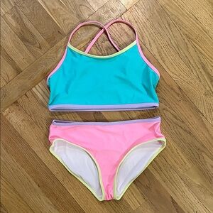 Old Navy girls 2 piece color block swimsuit